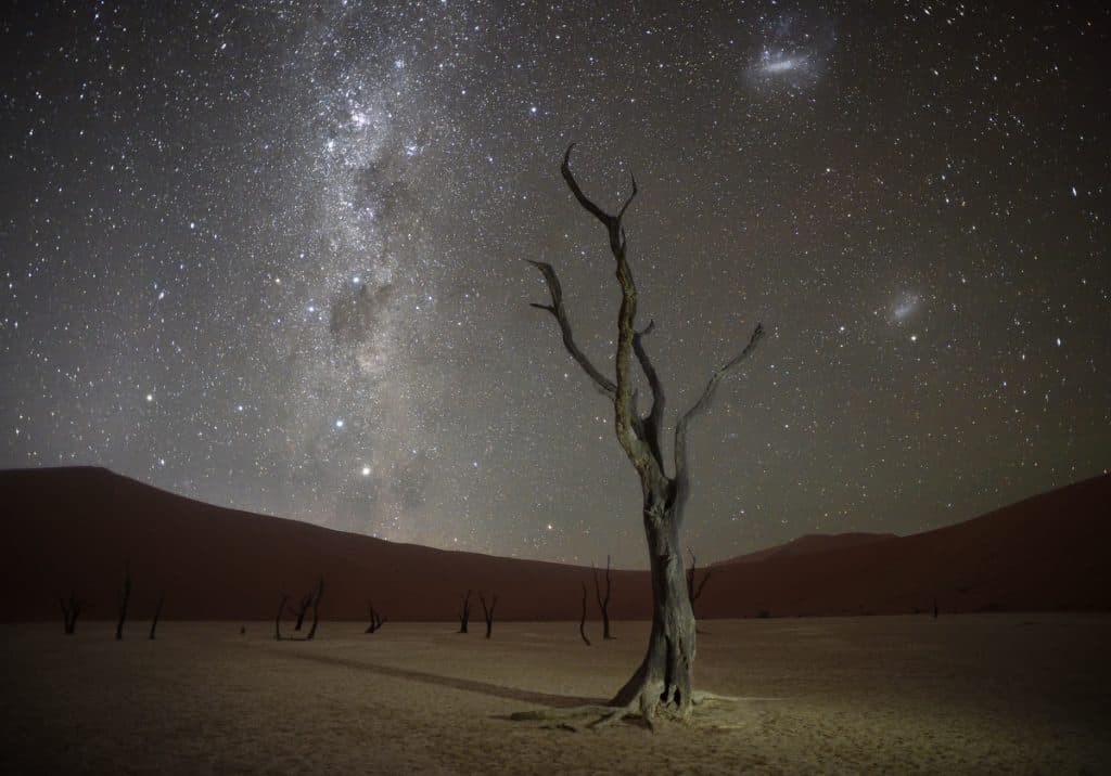 Desert Ladscape at night with stars by Emil von Maltitz